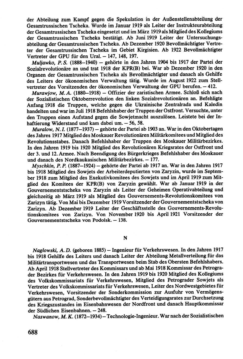 Lenin und die Gesamtrussische Tscheka, Dokumentensammlung, Ministerium für Staatssicherheit (MfS) [Deutsche Demokratische Republik (DDR)], Juristische Hochschule (JHS) Potsdam 1977, Seite 688 (Tscheka Dok. MfS DDR 1977, S. 688)