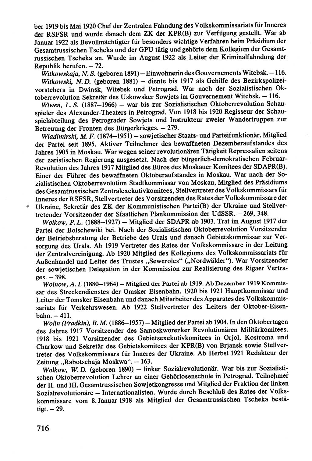 Lenin und die Gesamtrussische Tscheka, Dokumentensammlung, Ministerium für Staatssicherheit (MfS) [Deutsche Demokratische Republik (DDR)], Juristische Hochschule (JHS) Potsdam 1977, Seite 716 (Tscheka Dok. MfS DDR 1977, S. 716)