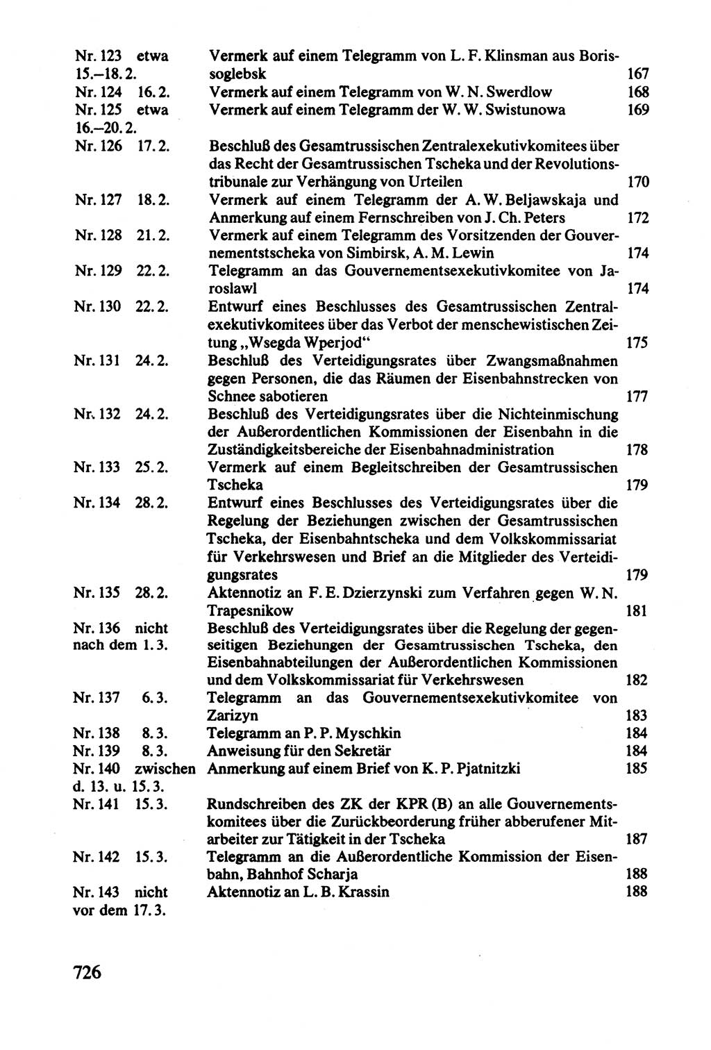 Lenin und die Gesamtrussische Tscheka, Dokumentensammlung, Ministerium für Staatssicherheit (MfS) [Deutsche Demokratische Republik (DDR)], Juristische Hochschule (JHS) Potsdam 1977, Seite 726 (Tscheka Dok. MfS DDR 1977, S. 726)