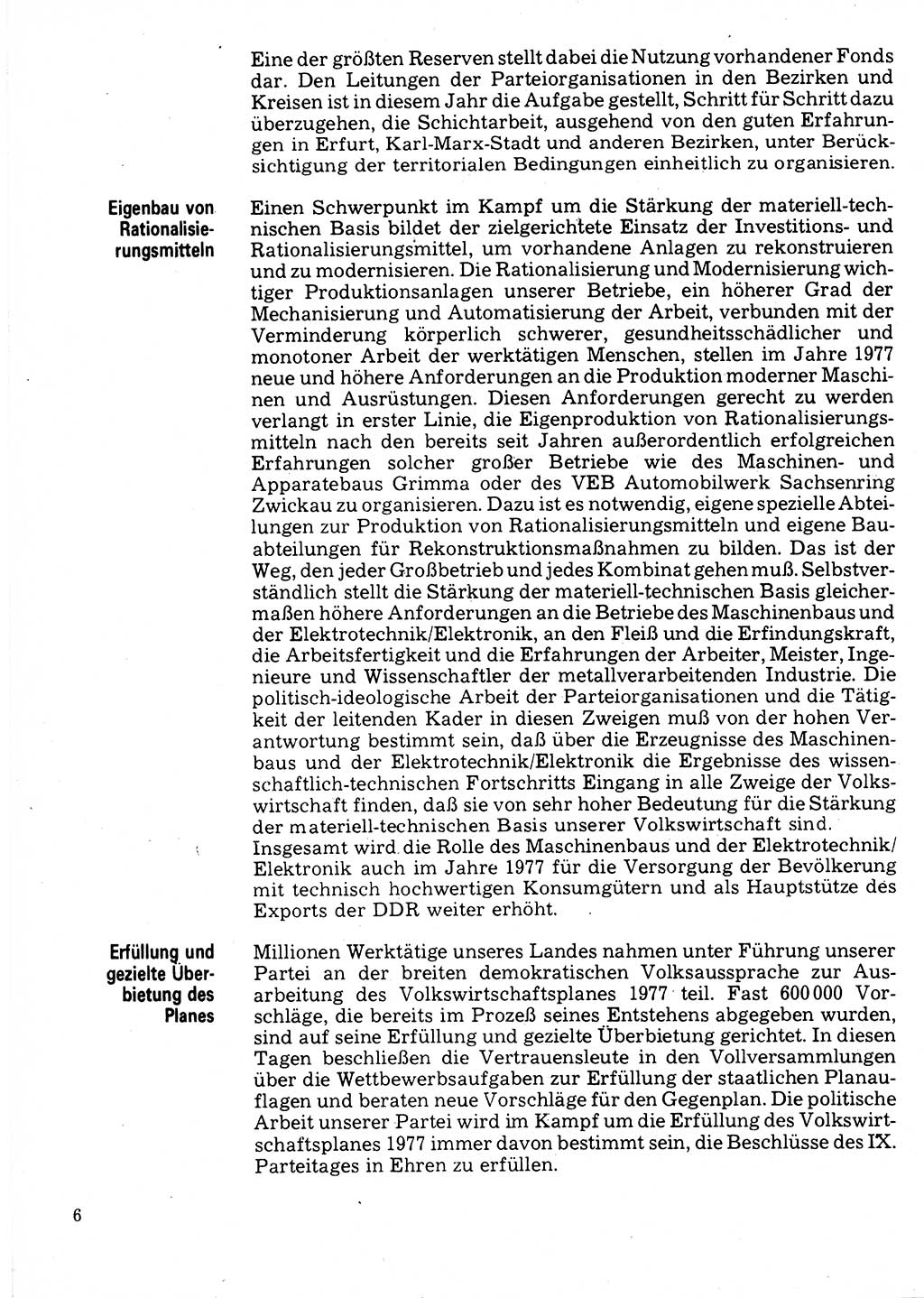 Neuer Weg (NW), Organ des Zentralkomitees (ZK) der SED (Sozialistische Einheitspartei Deutschlands) für Fragen des Parteilebens, 32. Jahrgang [Deutsche Demokratische Republik (DDR)] 1977, Seite 6 (NW ZK SED DDR 1977, S. 6)