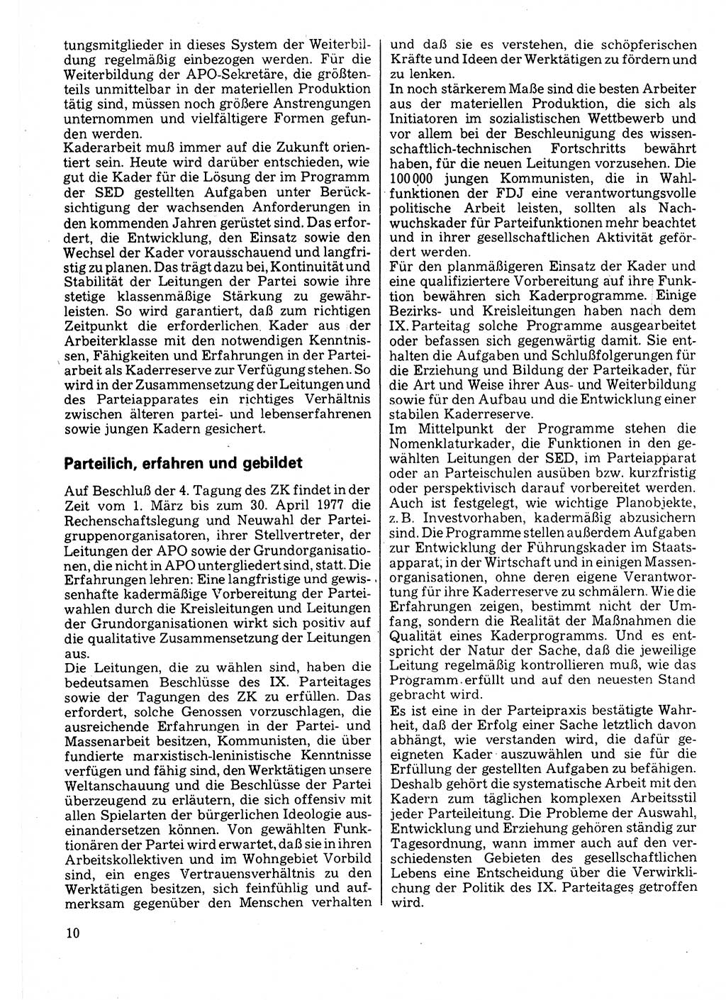 Neuer Weg (NW), Organ des Zentralkomitees (ZK) der SED (Sozialistische Einheitspartei Deutschlands) für Fragen des Parteilebens, 32. Jahrgang [Deutsche Demokratische Republik (DDR)] 1977, Seite 10 (NW ZK SED DDR 1977, S. 10)