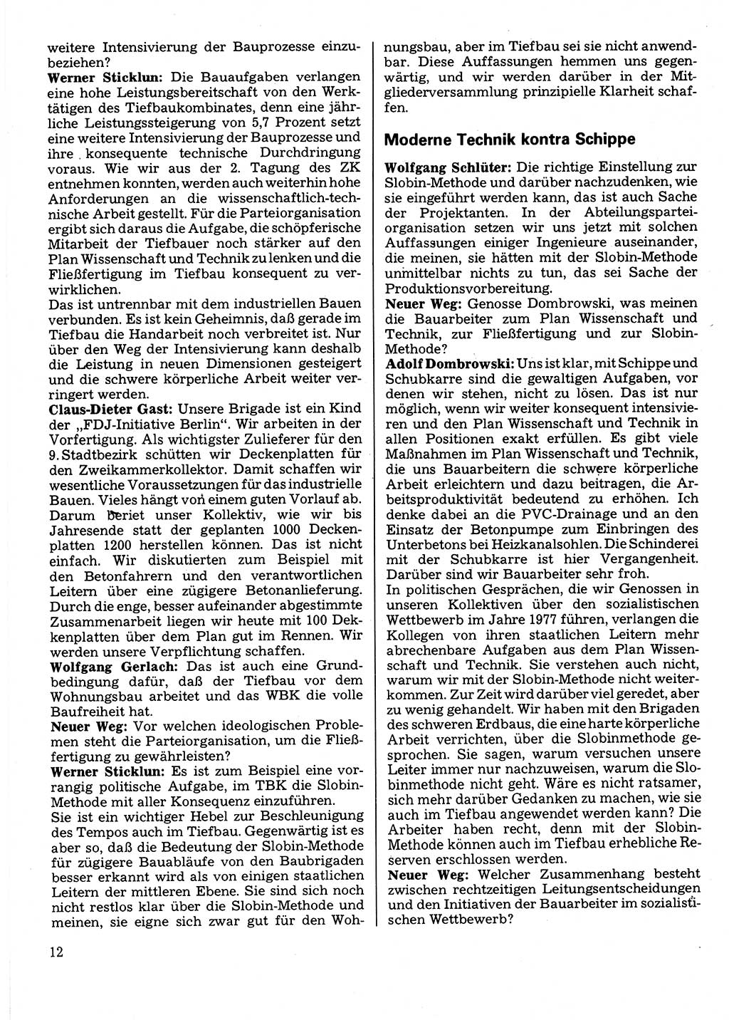 Neuer Weg (NW), Organ des Zentralkomitees (ZK) der SED (Sozialistische Einheitspartei Deutschlands) für Fragen des Parteilebens, 32. Jahrgang [Deutsche Demokratische Republik (DDR)] 1977, Seite 12 (NW ZK SED DDR 1977, S. 12)