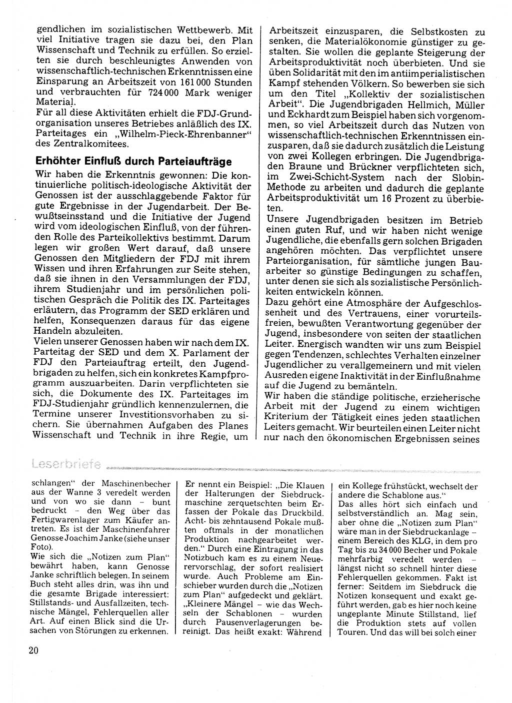 Neuer Weg (NW), Organ des Zentralkomitees (ZK) der SED (Sozialistische Einheitspartei Deutschlands) für Fragen des Parteilebens, 32. Jahrgang [Deutsche Demokratische Republik (DDR)] 1977, Seite 20 (NW ZK SED DDR 1977, S. 20)