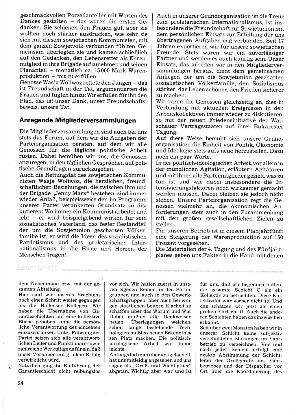 Neuer Weg (NW), Organ des Zentralkomitees (ZK) der SED (Sozialistische Einheitspartei Deutschlands) für Fragen des Parteilebens, 32. Jahrgang [Deutsche Demokratische Republik (DDR)] 1977, Seite 24 (NW ZK SED DDR 1977, S. 24)