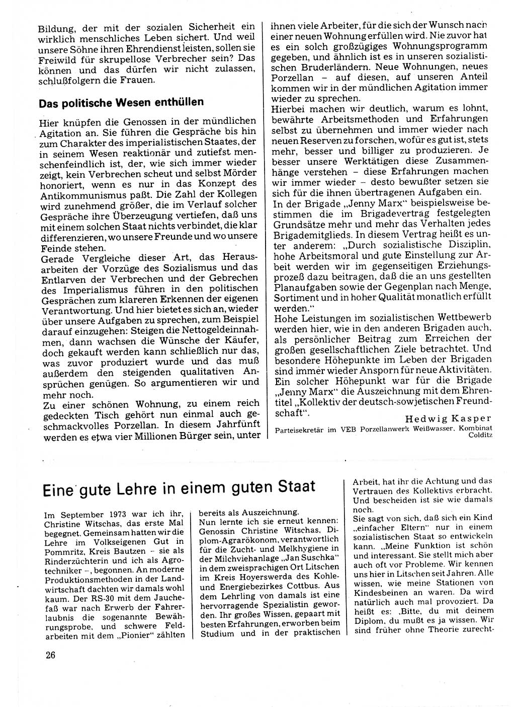 Neuer Weg (NW), Organ des Zentralkomitees (ZK) der SED (Sozialistische Einheitspartei Deutschlands) für Fragen des Parteilebens, 32. Jahrgang [Deutsche Demokratische Republik (DDR)] 1977, Seite 26 (NW ZK SED DDR 1977, S. 26)