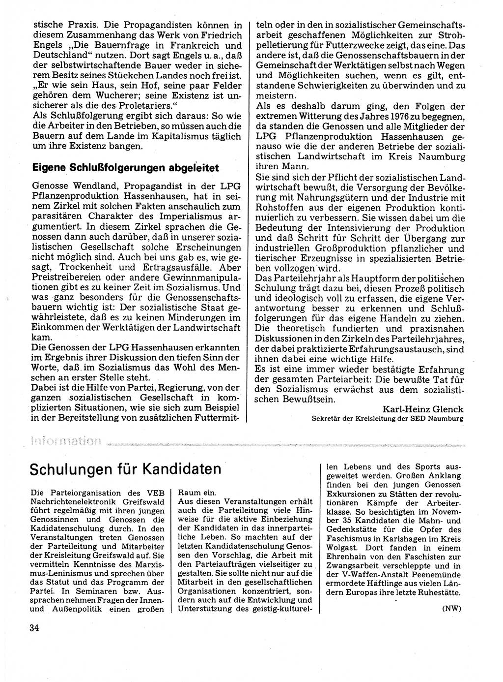Neuer Weg (NW), Organ des Zentralkomitees (ZK) der SED (Sozialistische Einheitspartei Deutschlands) für Fragen des Parteilebens, 32. Jahrgang [Deutsche Demokratische Republik (DDR)] 1977, Seite 34 (NW ZK SED DDR 1977, S. 34)