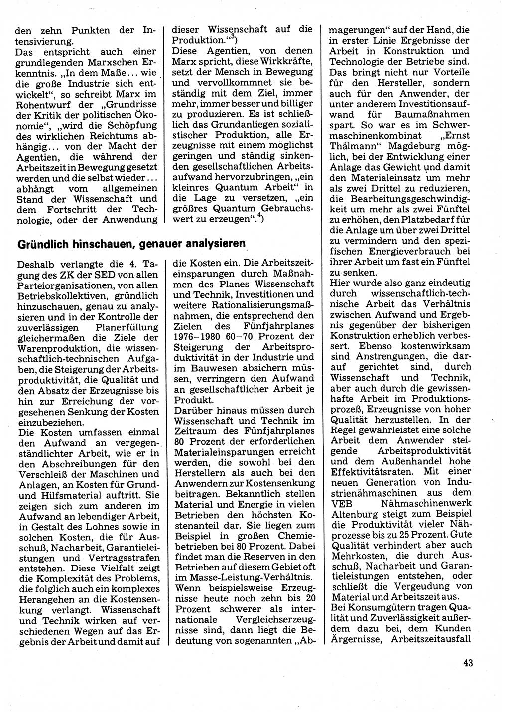 Neuer Weg (NW), Organ des Zentralkomitees (ZK) der SED (Sozialistische Einheitspartei Deutschlands) für Fragen des Parteilebens, 32. Jahrgang [Deutsche Demokratische Republik (DDR)] 1977, Seite 43 (NW ZK SED DDR 1977, S. 43)