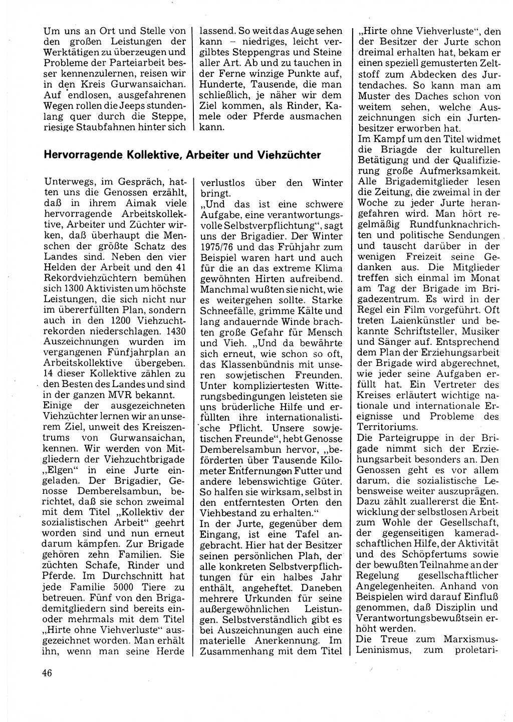 Neuer Weg (NW), Organ des Zentralkomitees (ZK) der SED (Sozialistische Einheitspartei Deutschlands) für Fragen des Parteilebens, 32. Jahrgang [Deutsche Demokratische Republik (DDR)] 1977, Seite 46 (NW ZK SED DDR 1977, S. 46)