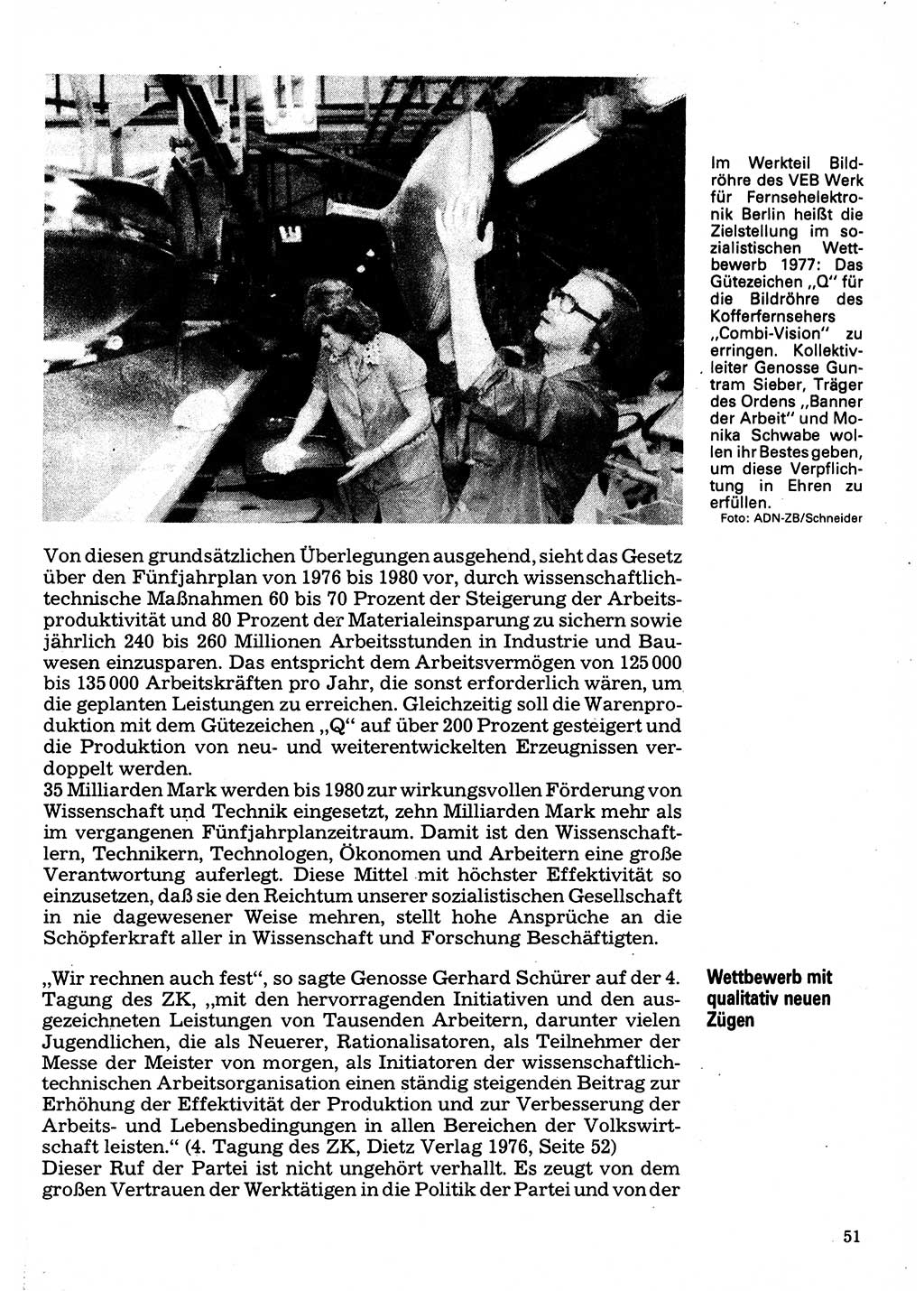 Neuer Weg (NW), Organ des Zentralkomitees (ZK) der SED (Sozialistische Einheitspartei Deutschlands) für Fragen des Parteilebens, 32. Jahrgang [Deutsche Demokratische Republik (DDR)] 1977, Seite 51 (NW ZK SED DDR 1977, S. 51)