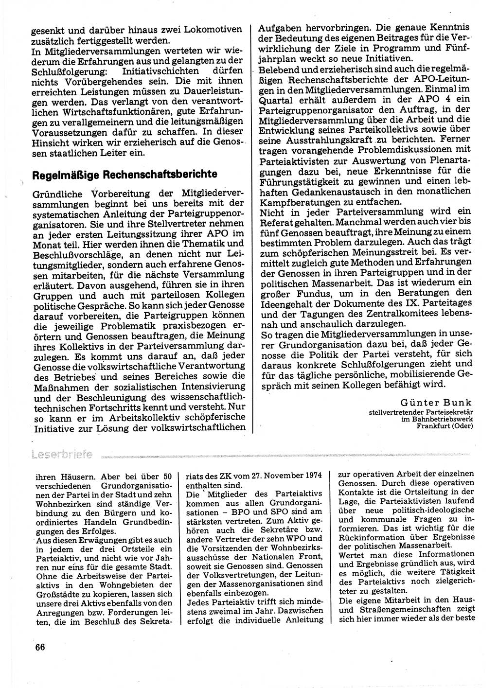 Neuer Weg (NW), Organ des Zentralkomitees (ZK) der SED (Sozialistische Einheitspartei Deutschlands) für Fragen des Parteilebens, 32. Jahrgang [Deutsche Demokratische Republik (DDR)] 1977, Seite 66 (NW ZK SED DDR 1977, S. 66)
