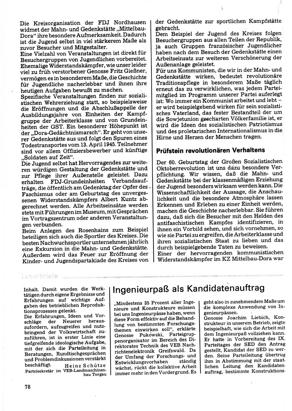 Neuer Weg (NW), Organ des Zentralkomitees (ZK) der SED (Sozialistische Einheitspartei Deutschlands) für Fragen des Parteilebens, 32. Jahrgang [Deutsche Demokratische Republik (DDR)] 1977, Seite 78 (NW ZK SED DDR 1977, S. 78)