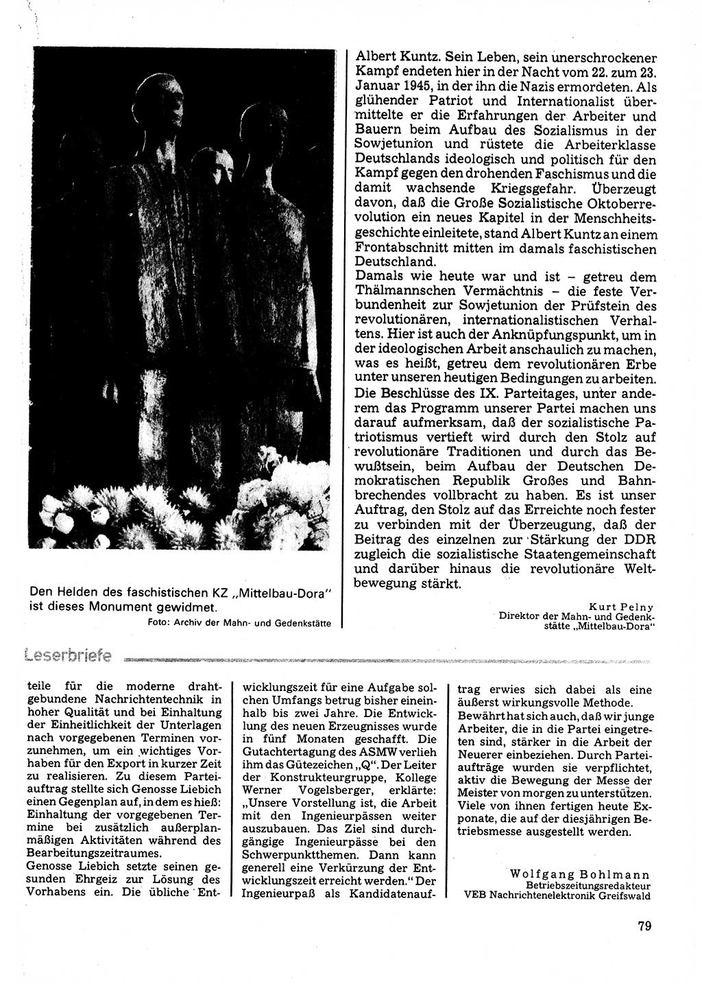 Neuer Weg (NW), Organ des Zentralkomitees (ZK) der SED (Sozialistische Einheitspartei Deutschlands) für Fragen des Parteilebens, 32. Jahrgang [Deutsche Demokratische Republik (DDR)] 1977, Seite 79 (NW ZK SED DDR 1977, S. 79)