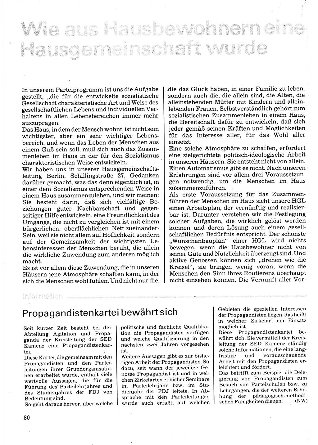 Neuer Weg (NW), Organ des Zentralkomitees (ZK) der SED (Sozialistische Einheitspartei Deutschlands) für Fragen des Parteilebens, 32. Jahrgang [Deutsche Demokratische Republik (DDR)] 1977, Seite 80 (NW ZK SED DDR 1977, S. 80)