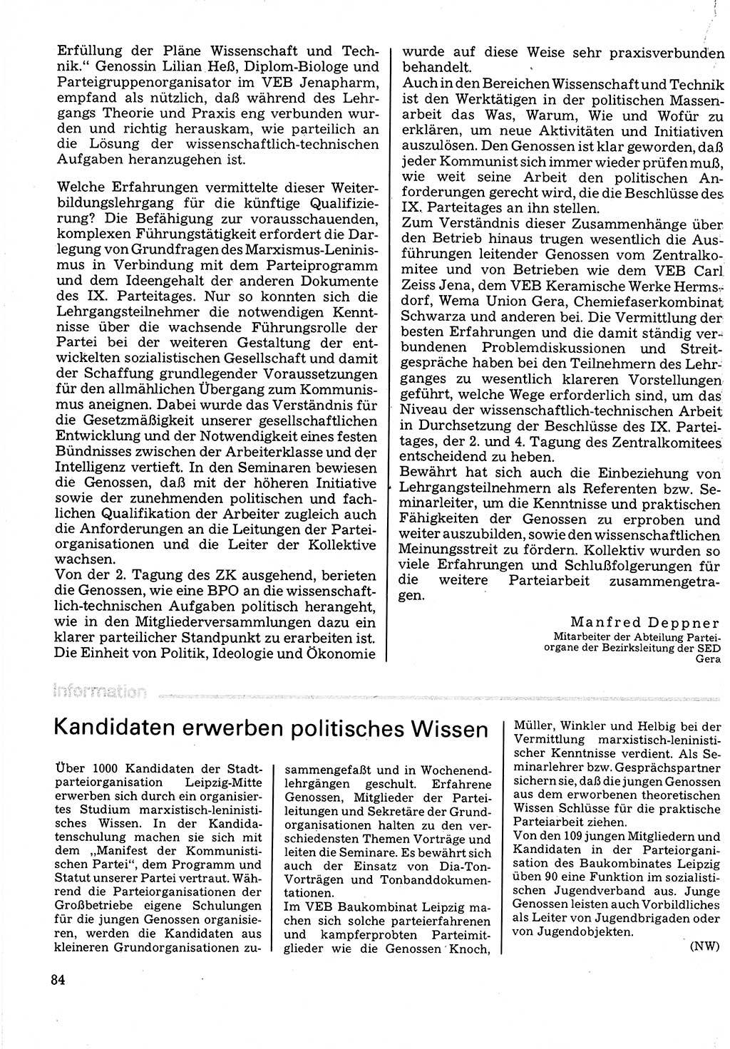 Neuer Weg (NW), Organ des Zentralkomitees (ZK) der SED (Sozialistische Einheitspartei Deutschlands) für Fragen des Parteilebens, 32. Jahrgang [Deutsche Demokratische Republik (DDR)] 1977, Seite 84 (NW ZK SED DDR 1977, S. 84)