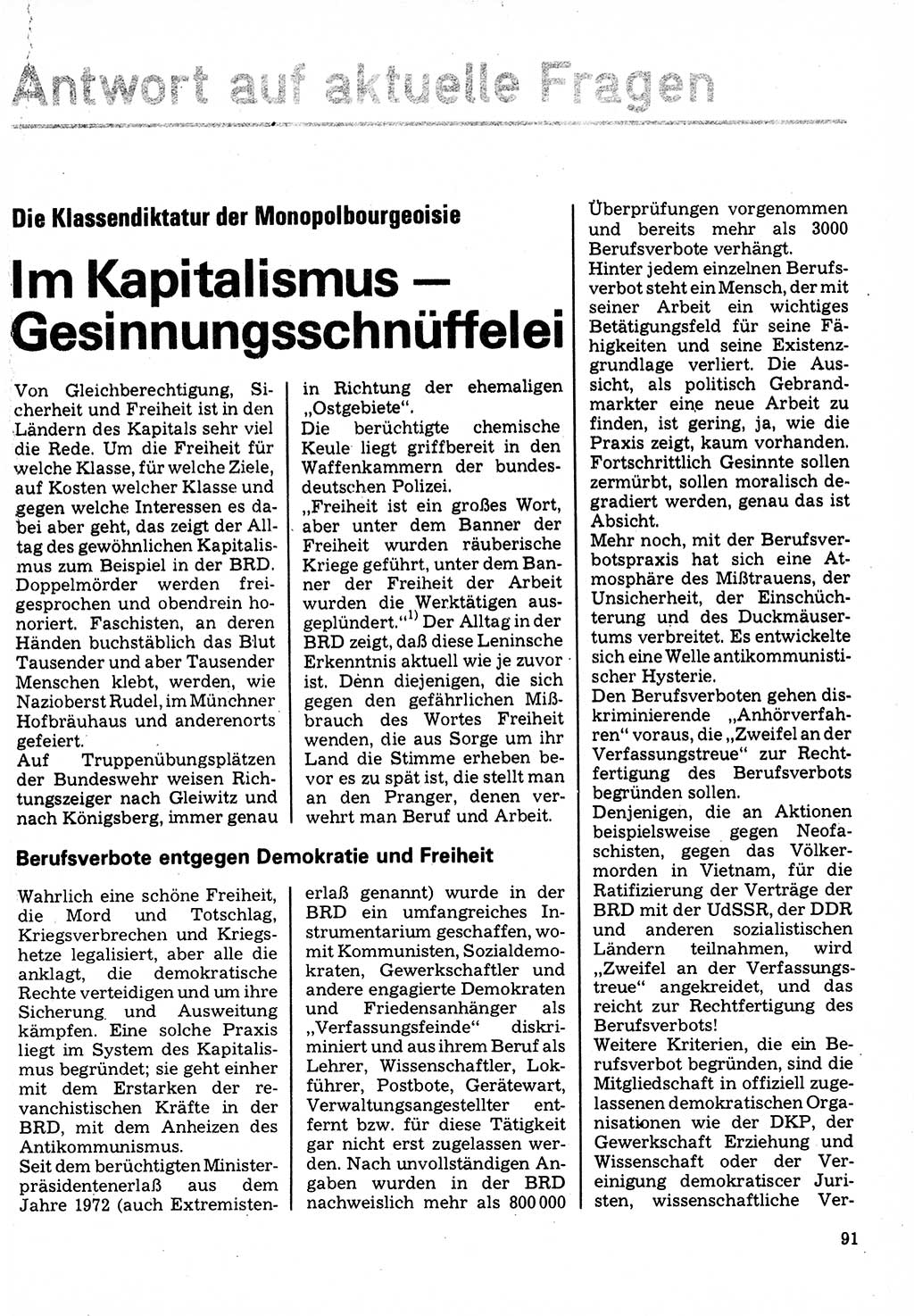 Neuer Weg (NW), Organ des Zentralkomitees (ZK) der SED (Sozialistische Einheitspartei Deutschlands) für Fragen des Parteilebens, 32. Jahrgang [Deutsche Demokratische Republik (DDR)] 1977, Seite 91 (NW ZK SED DDR 1977, S. 91)