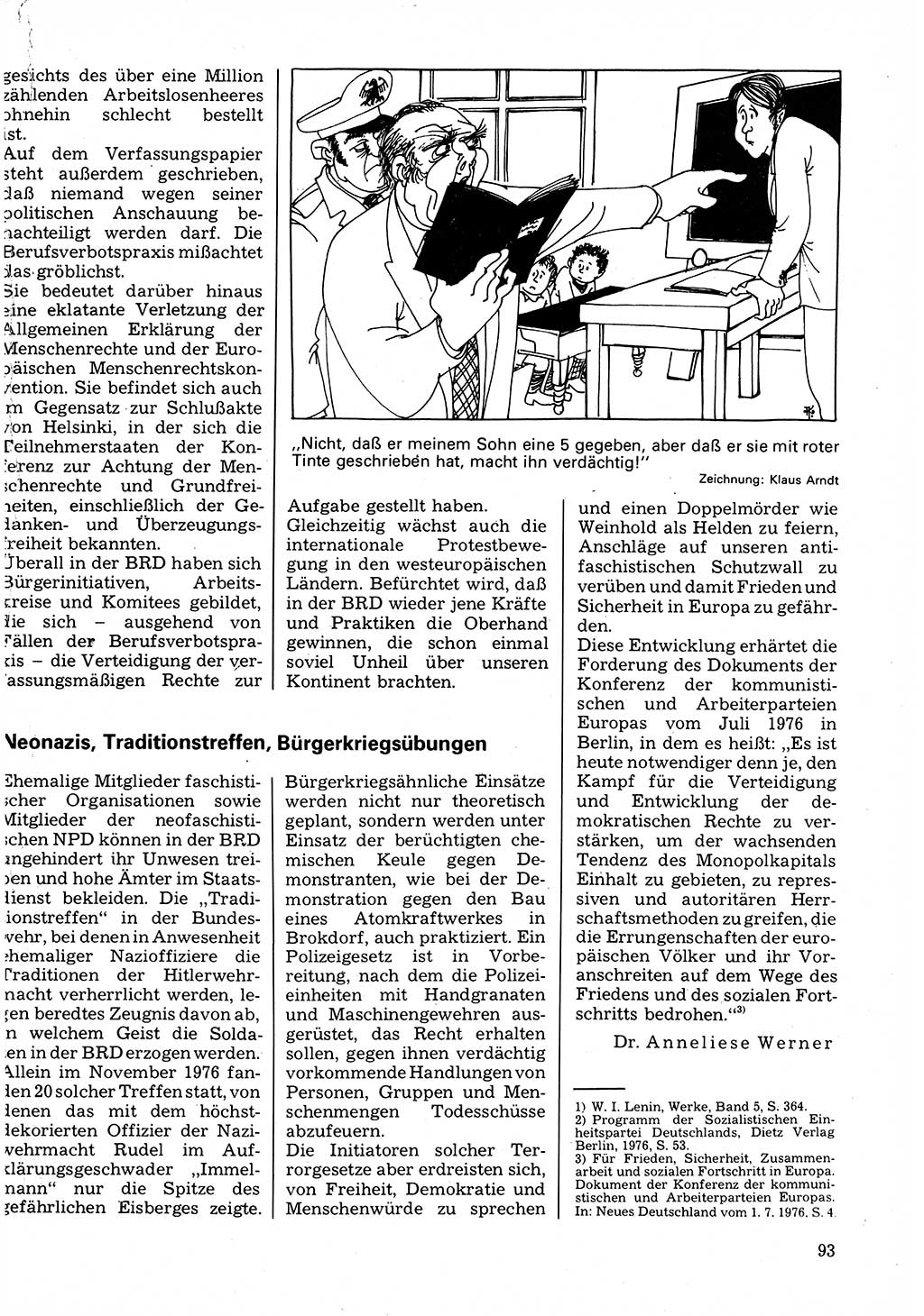 Neuer Weg (NW), Organ des Zentralkomitees (ZK) der SED (Sozialistische Einheitspartei Deutschlands) für Fragen des Parteilebens, 32. Jahrgang [Deutsche Demokratische Republik (DDR)] 1977, Seite 93 (NW ZK SED DDR 1977, S. 93)