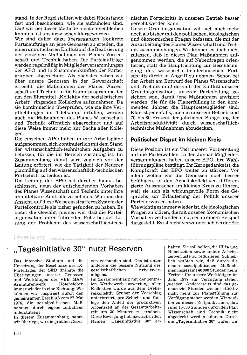 Neuer Weg (NW), Organ des Zentralkomitees (ZK) der SED (Sozialistische Einheitspartei Deutschlands) für Fragen des Parteilebens, 32. Jahrgang [Deutsche Demokratische Republik (DDR)] 1977, Seite 116 (NW ZK SED DDR 1977, S. 116)