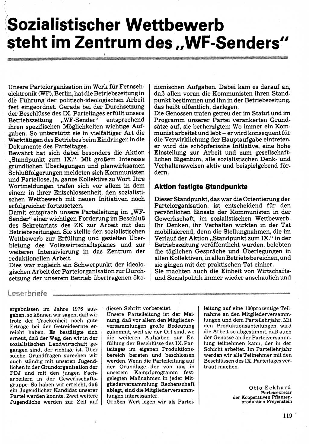 Neuer Weg (NW), Organ des Zentralkomitees (ZK) der SED (Sozialistische Einheitspartei Deutschlands) für Fragen des Parteilebens, 32. Jahrgang [Deutsche Demokratische Republik (DDR)] 1977, Seite 119 (NW ZK SED DDR 1977, S. 119)