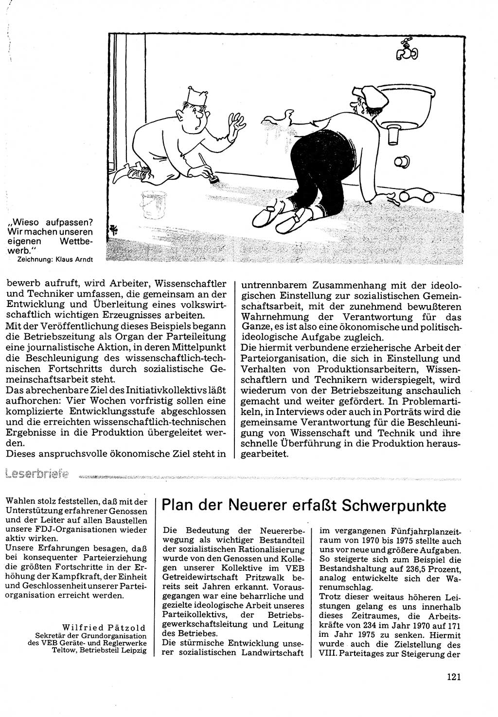 Neuer Weg (NW), Organ des Zentralkomitees (ZK) der SED (Sozialistische Einheitspartei Deutschlands) für Fragen des Parteilebens, 32. Jahrgang [Deutsche Demokratische Republik (DDR)] 1977, Seite 121 (NW ZK SED DDR 1977, S. 121)