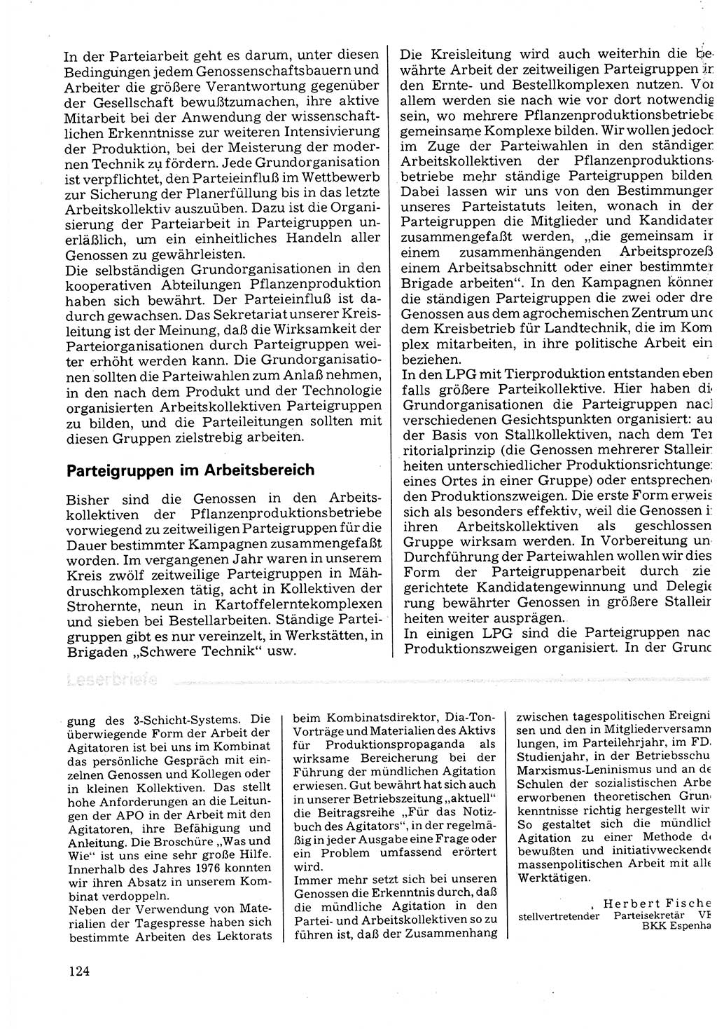 Neuer Weg (NW), Organ des Zentralkomitees (ZK) der SED (Sozialistische Einheitspartei Deutschlands) für Fragen des Parteilebens, 32. Jahrgang [Deutsche Demokratische Republik (DDR)] 1977, Seite 124 (NW ZK SED DDR 1977, S. 124)