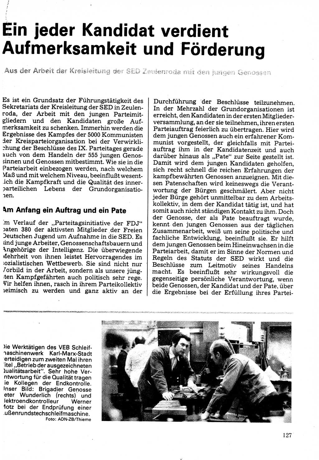 Neuer Weg (NW), Organ des Zentralkomitees (ZK) der SED (Sozialistische Einheitspartei Deutschlands) für Fragen des Parteilebens, 32. Jahrgang [Deutsche Demokratische Republik (DDR)] 1977, Seite 127 (NW ZK SED DDR 1977, S. 127)