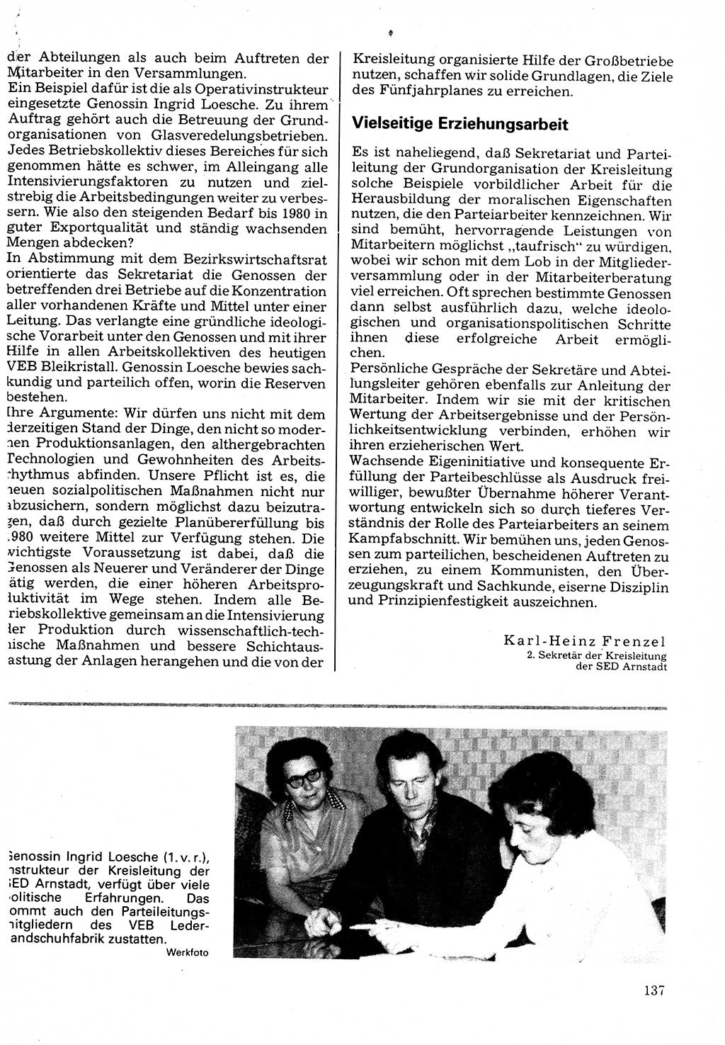 Neuer Weg (NW), Organ des Zentralkomitees (ZK) der SED (Sozialistische Einheitspartei Deutschlands) für Fragen des Parteilebens, 32. Jahrgang [Deutsche Demokratische Republik (DDR)] 1977, Seite 137 (NW ZK SED DDR 1977, S. 137)