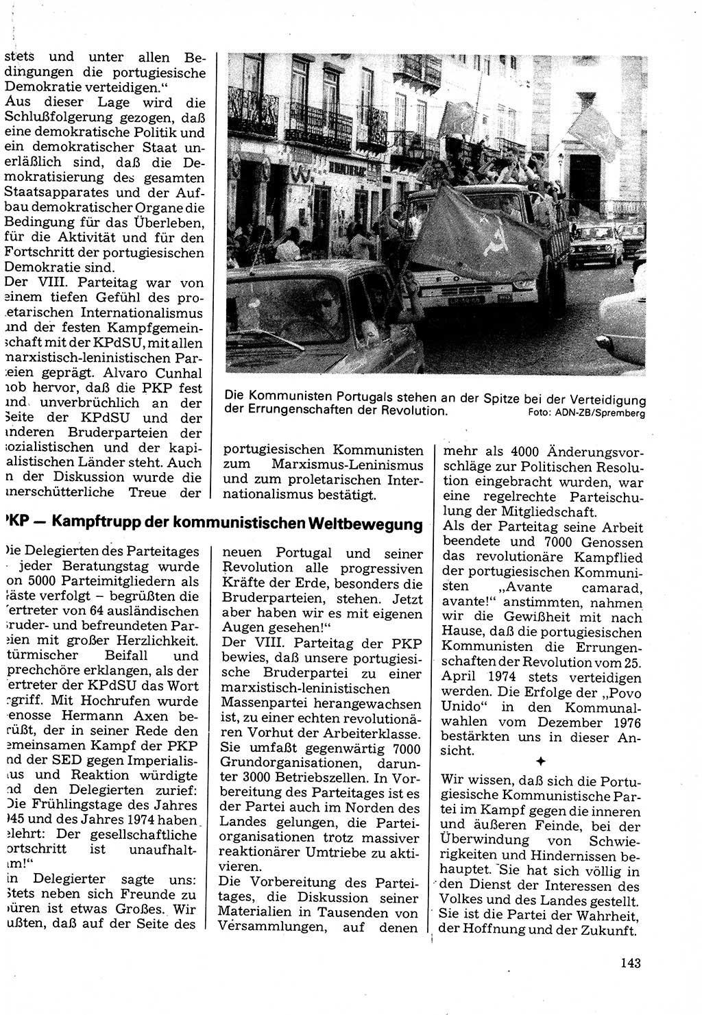 Neuer Weg (NW), Organ des Zentralkomitees (ZK) der SED (Sozialistische Einheitspartei Deutschlands) für Fragen des Parteilebens, 32. Jahrgang [Deutsche Demokratische Republik (DDR)] 1977, Seite 143 (NW ZK SED DDR 1977, S. 143)