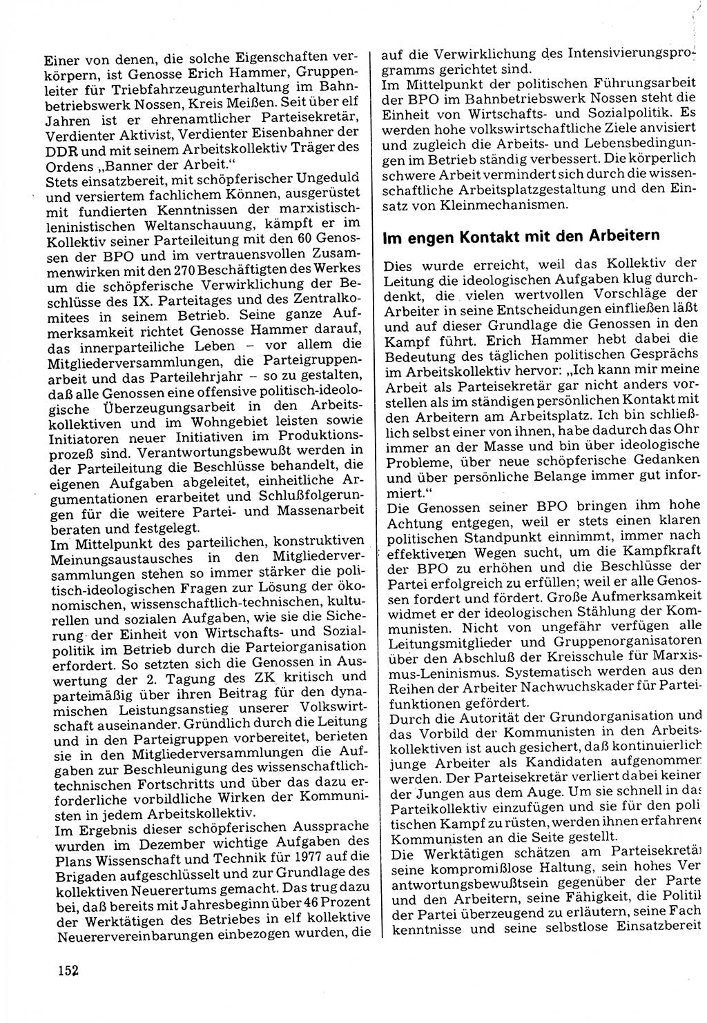 Neuer Weg (NW), Organ des Zentralkomitees (ZK) der SED (Sozialistische Einheitspartei Deutschlands) für Fragen des Parteilebens, 32. Jahrgang [Deutsche Demokratische Republik (DDR)] 1977, Seite 152 (NW ZK SED DDR 1977, S. 152)