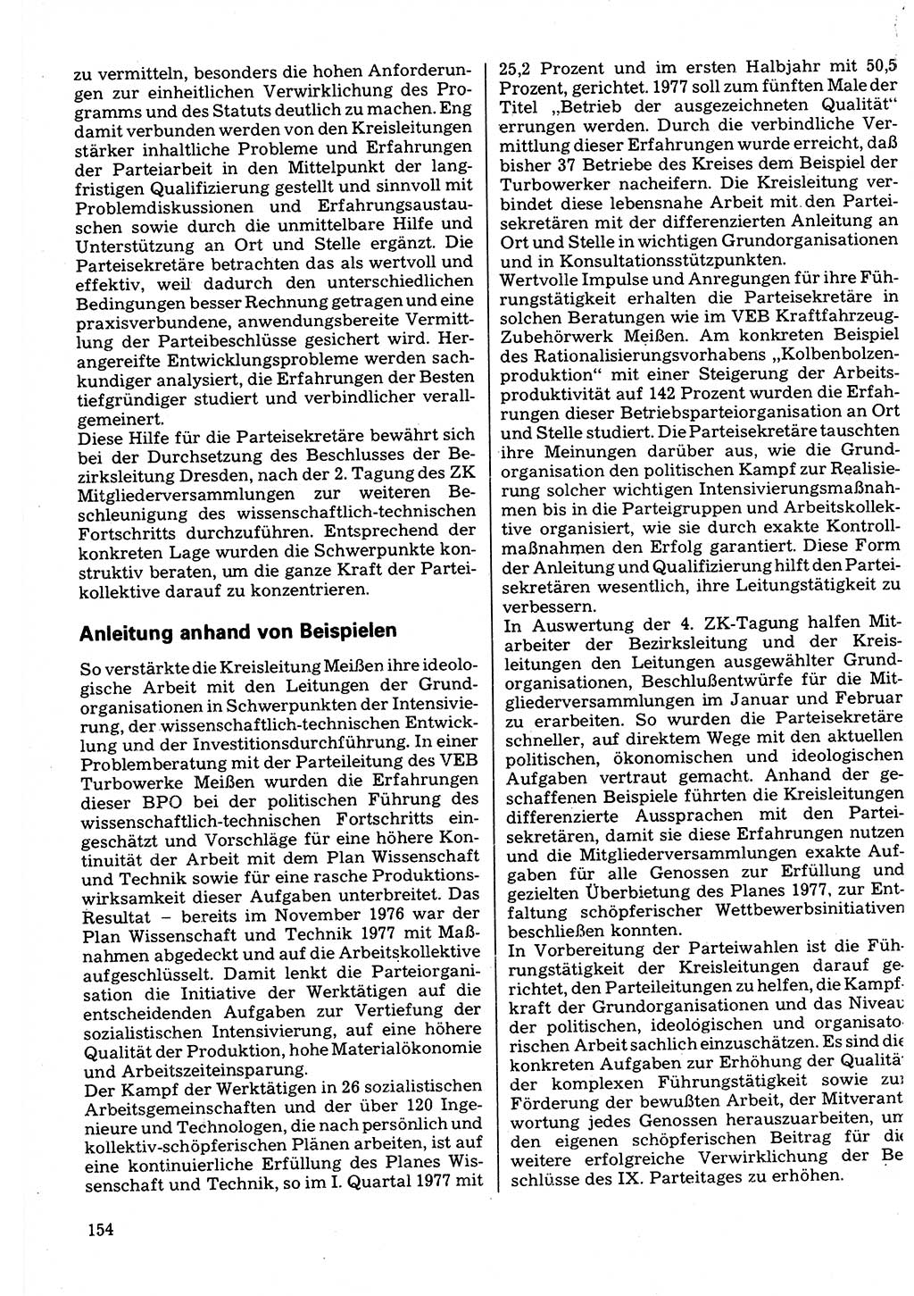 Neuer Weg (NW), Organ des Zentralkomitees (ZK) der SED (Sozialistische Einheitspartei Deutschlands) für Fragen des Parteilebens, 32. Jahrgang [Deutsche Demokratische Republik (DDR)] 1977, Seite 154 (NW ZK SED DDR 1977, S. 154)