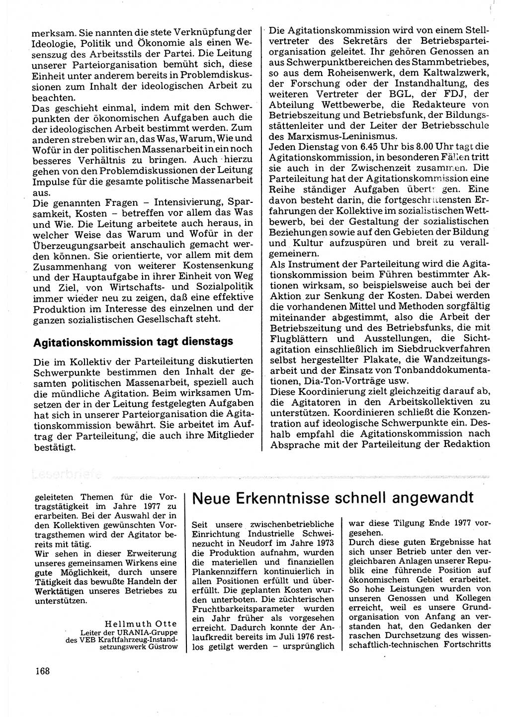 Neuer Weg (NW), Organ des Zentralkomitees (ZK) der SED (Sozialistische Einheitspartei Deutschlands) für Fragen des Parteilebens, 32. Jahrgang [Deutsche Demokratische Republik (DDR)] 1977, Seite 168 (NW ZK SED DDR 1977, S. 168)