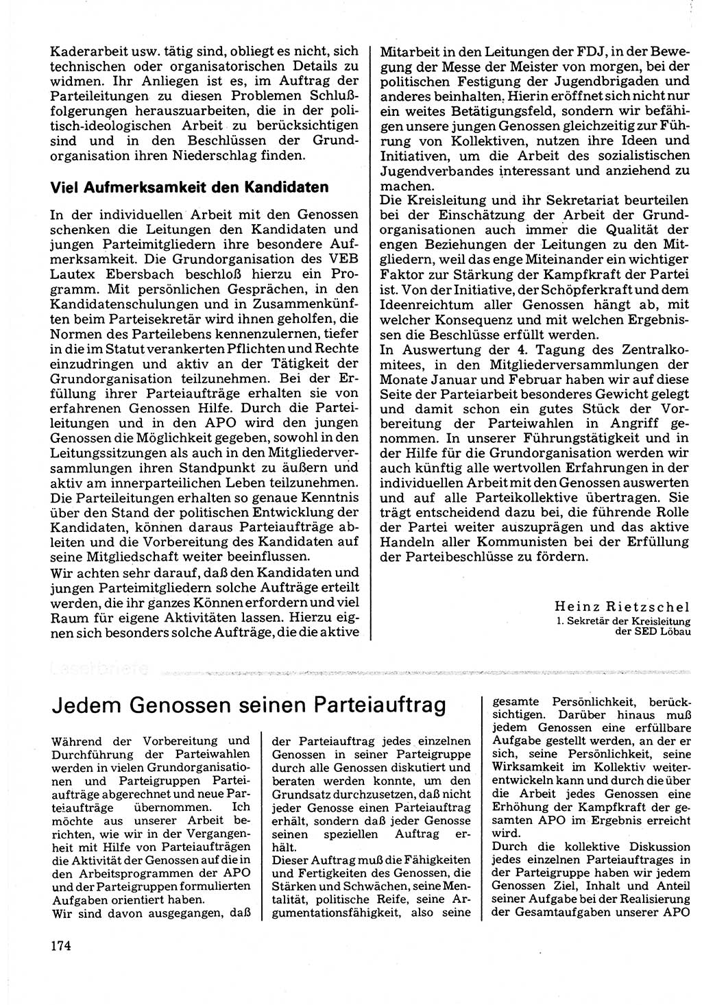 Neuer Weg (NW), Organ des Zentralkomitees (ZK) der SED (Sozialistische Einheitspartei Deutschlands) für Fragen des Parteilebens, 32. Jahrgang [Deutsche Demokratische Republik (DDR)] 1977, Seite 174 (NW ZK SED DDR 1977, S. 174)