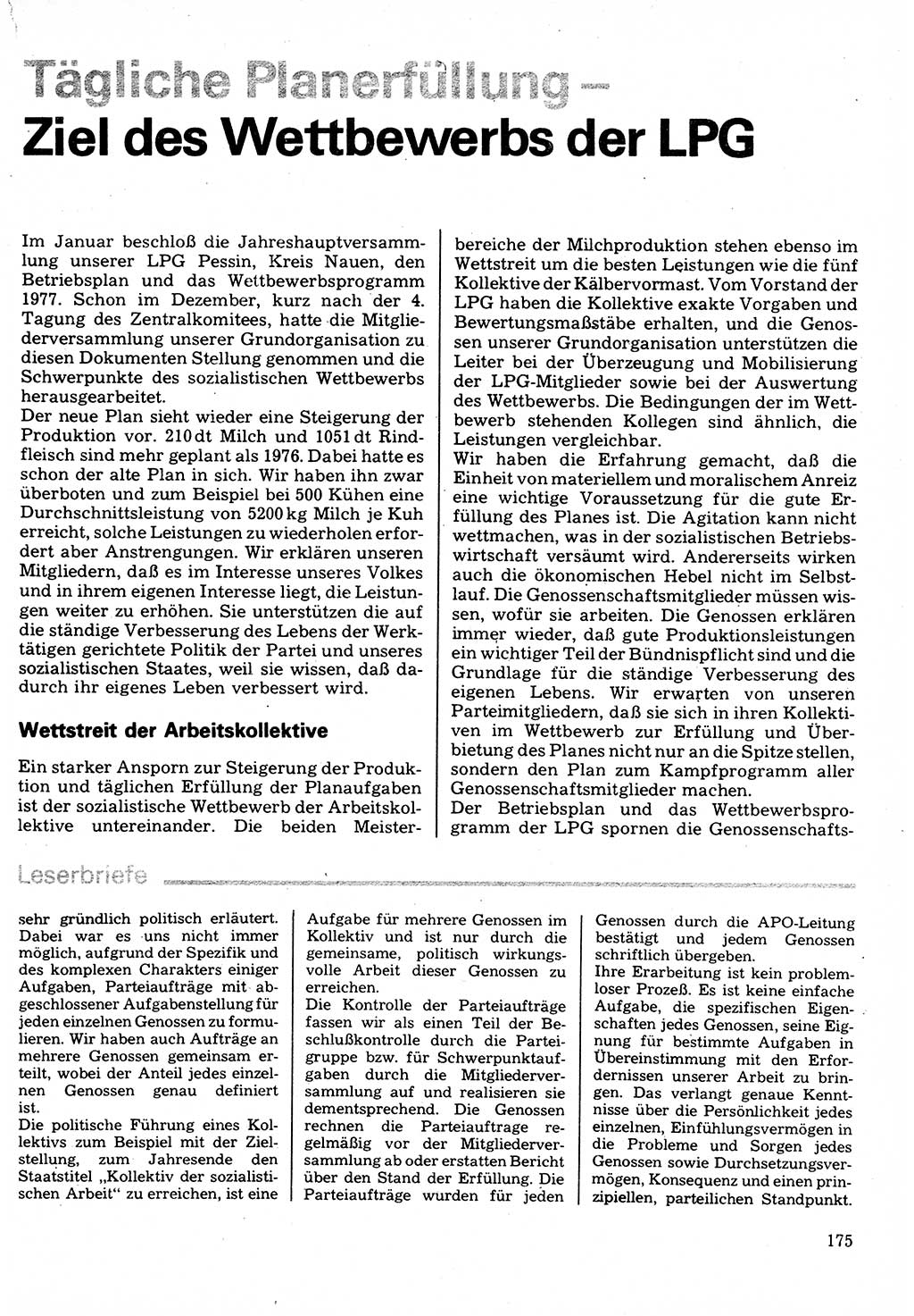 Neuer Weg (NW), Organ des Zentralkomitees (ZK) der SED (Sozialistische Einheitspartei Deutschlands) für Fragen des Parteilebens, 32. Jahrgang [Deutsche Demokratische Republik (DDR)] 1977, Seite 175 (NW ZK SED DDR 1977, S. 175)