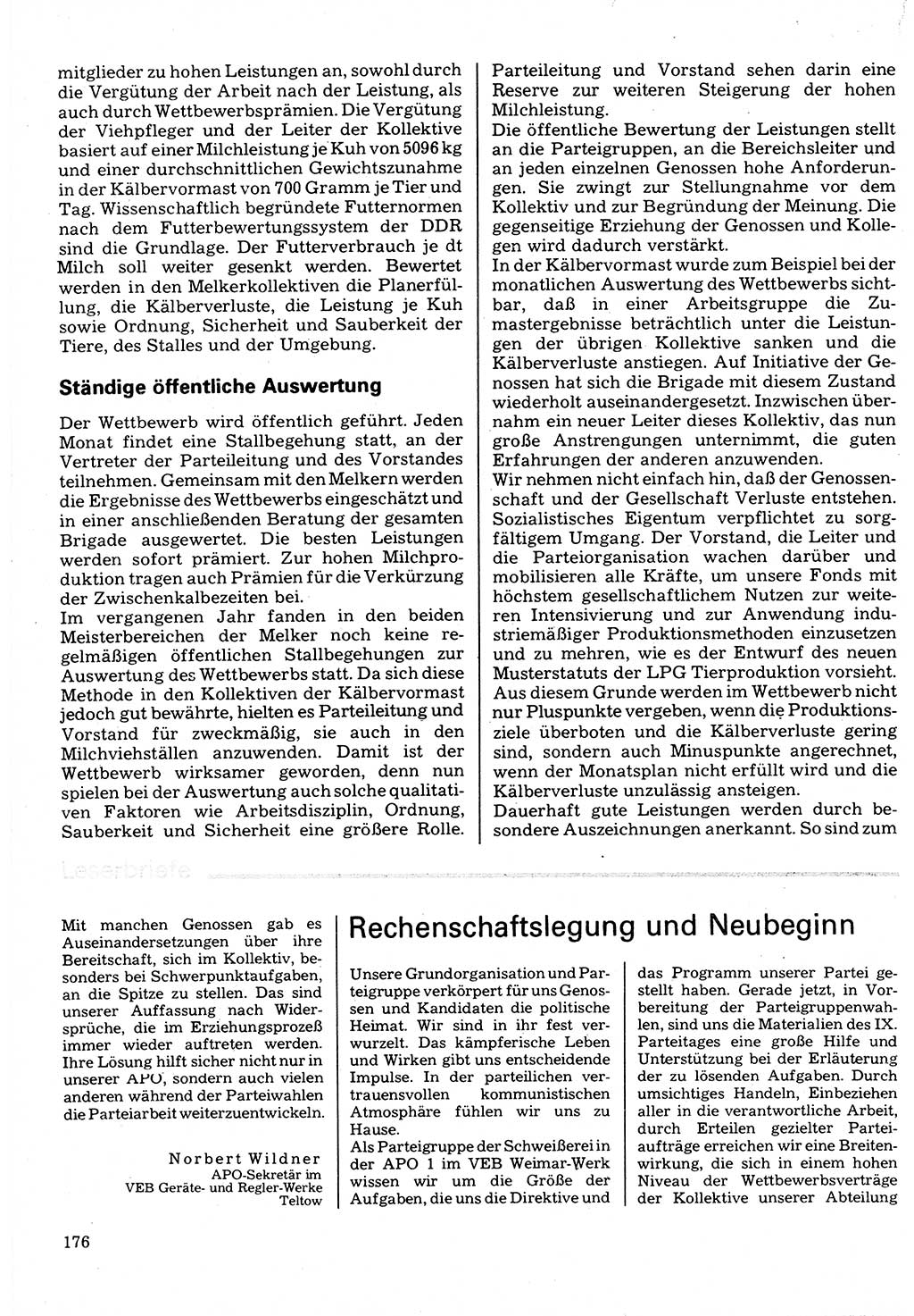 Neuer Weg (NW), Organ des Zentralkomitees (ZK) der SED (Sozialistische Einheitspartei Deutschlands) für Fragen des Parteilebens, 32. Jahrgang [Deutsche Demokratische Republik (DDR)] 1977, Seite 176 (NW ZK SED DDR 1977, S. 176)