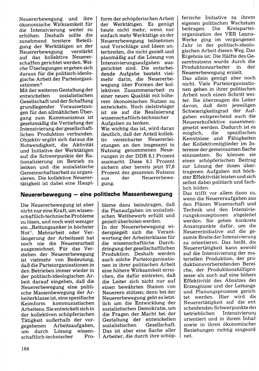 Neuer Weg (NW), Organ des Zentralkomitees (ZK) der SED (Sozialistische Einheitspartei Deutschlands) für Fragen des Parteilebens, 32. Jahrgang [Deutsche Demokratische Republik (DDR)] 1977, Seite 184 (NW ZK SED DDR 1977, S. 184)