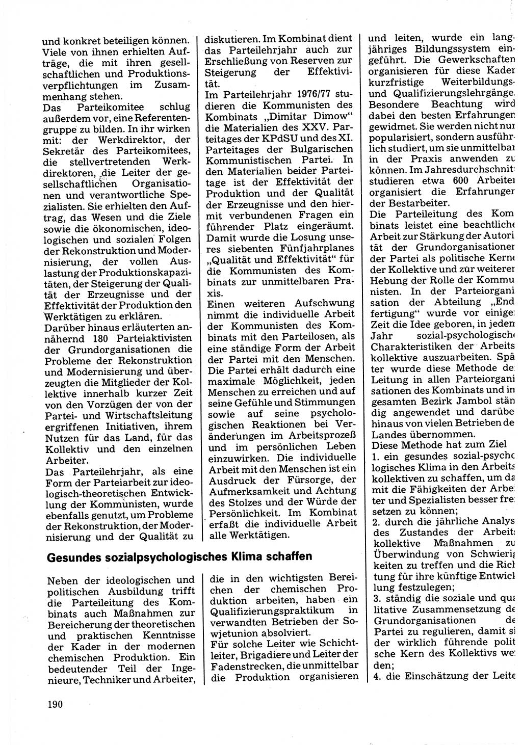 Neuer Weg (NW), Organ des Zentralkomitees (ZK) der SED (Sozialistische Einheitspartei Deutschlands) für Fragen des Parteilebens, 32. Jahrgang [Deutsche Demokratische Republik (DDR)] 1977, Seite 190 (NW ZK SED DDR 1977, S. 190)
