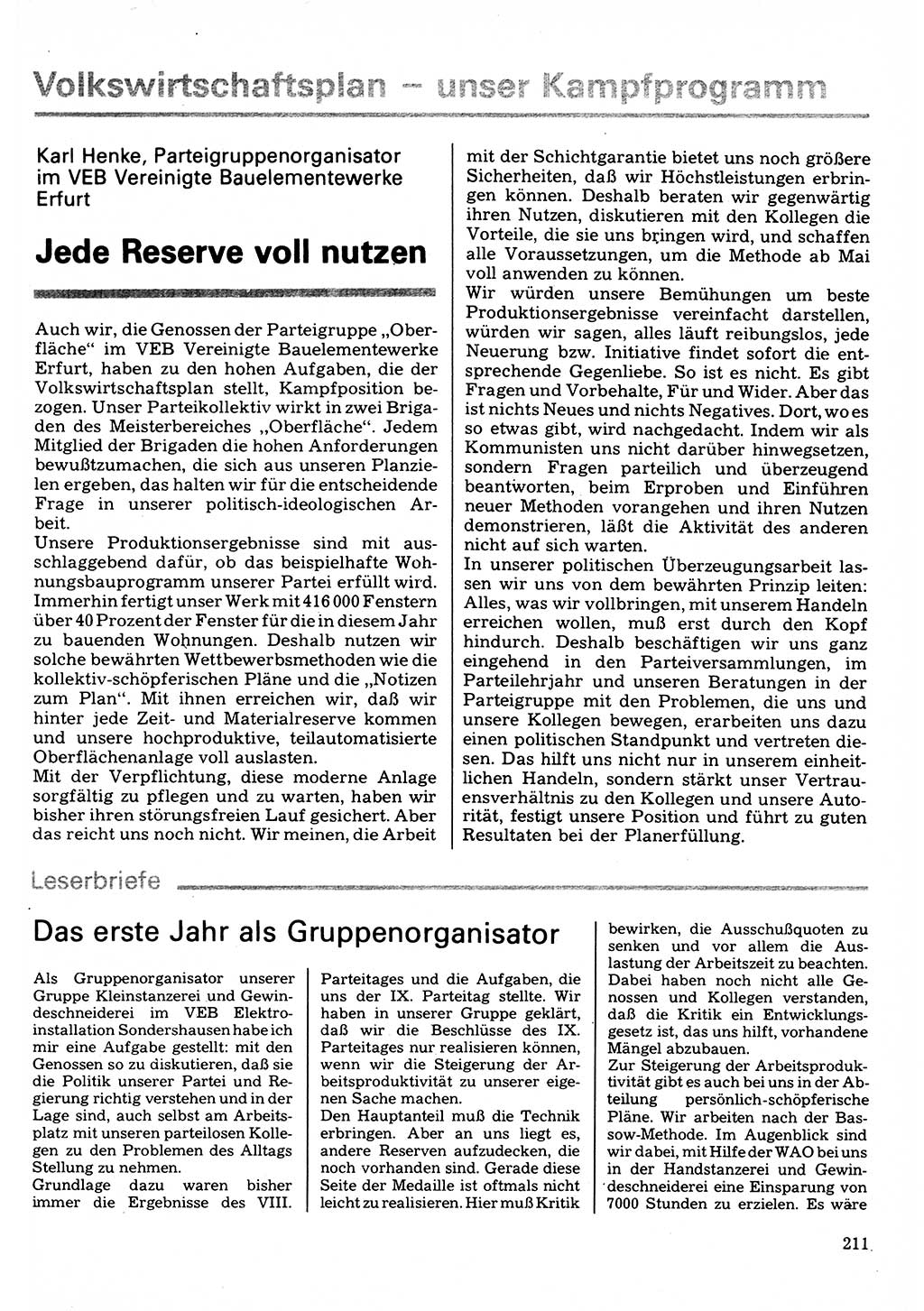 Neuer Weg (NW), Organ des Zentralkomitees (ZK) der SED (Sozialistische Einheitspartei Deutschlands) für Fragen des Parteilebens, 32. Jahrgang [Deutsche Demokratische Republik (DDR)] 1977, Seite 211 (NW ZK SED DDR 1977, S. 211)