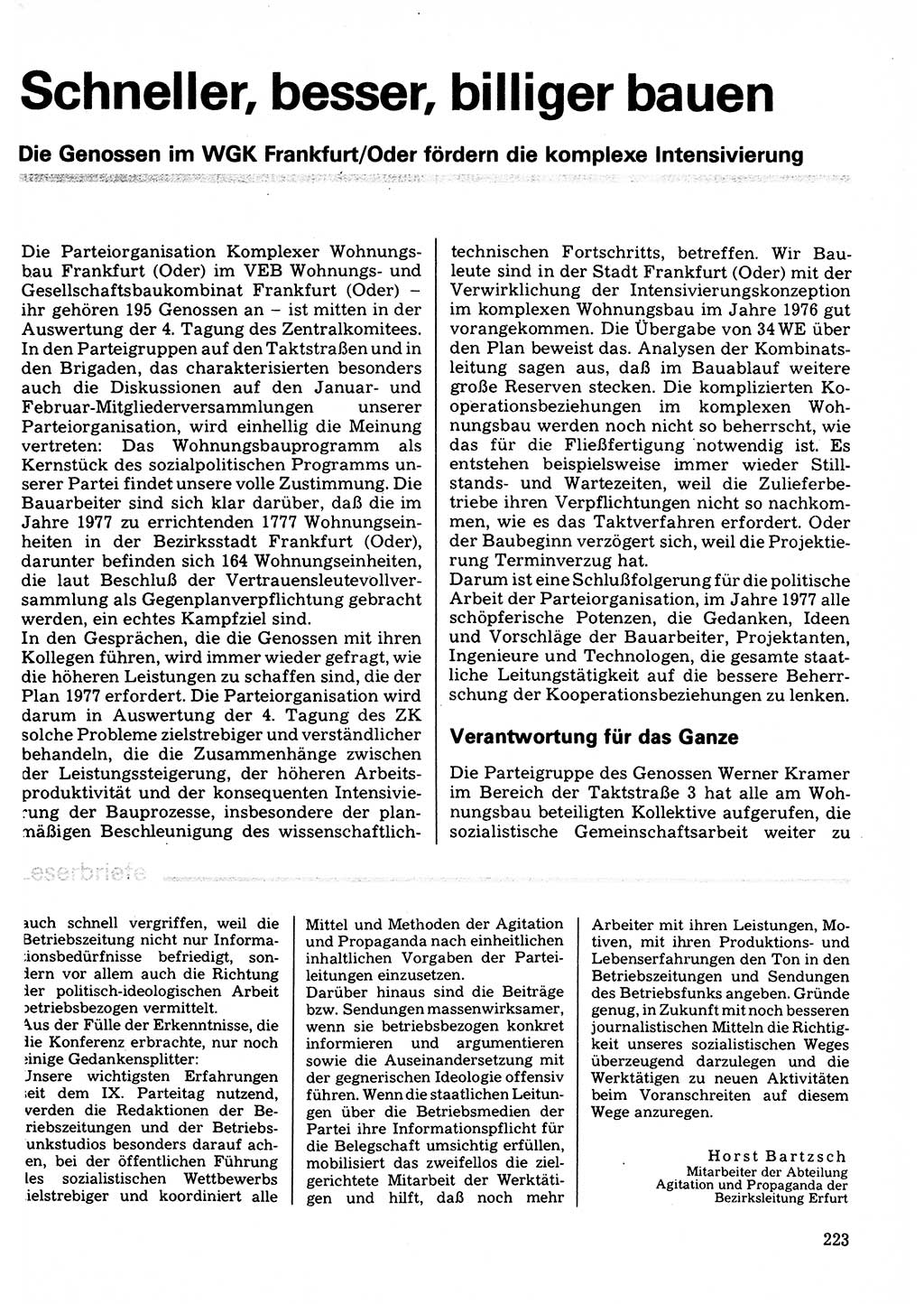 Neuer Weg (NW), Organ des Zentralkomitees (ZK) der SED (Sozialistische Einheitspartei Deutschlands) für Fragen des Parteilebens, 32. Jahrgang [Deutsche Demokratische Republik (DDR)] 1977, Seite 223 (NW ZK SED DDR 1977, S. 223)