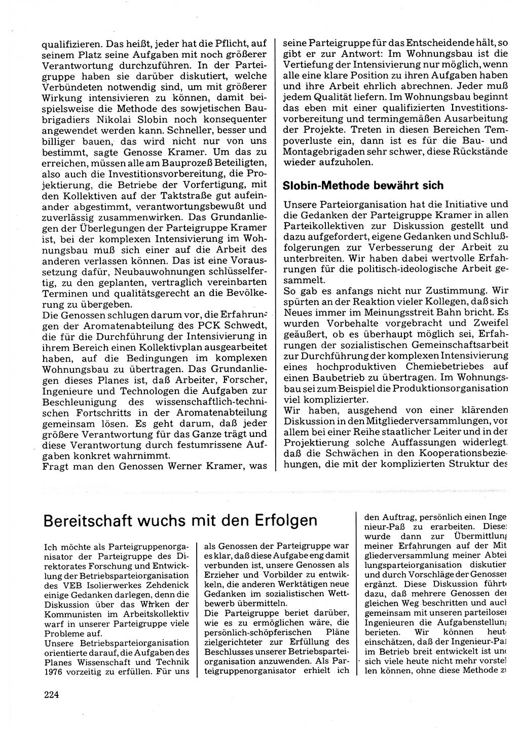 Neuer Weg (NW), Organ des Zentralkomitees (ZK) der SED (Sozialistische Einheitspartei Deutschlands) für Fragen des Parteilebens, 32. Jahrgang [Deutsche Demokratische Republik (DDR)] 1977, Seite 224 (NW ZK SED DDR 1977, S. 224)