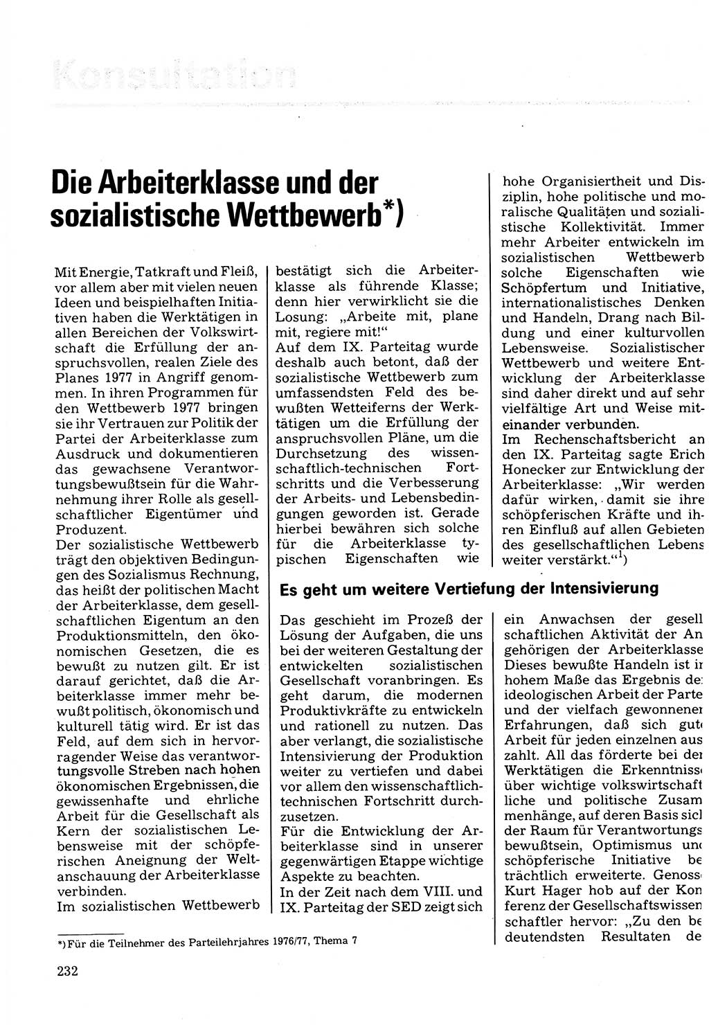 Neuer Weg (NW), Organ des Zentralkomitees (ZK) der SED (Sozialistische Einheitspartei Deutschlands) für Fragen des Parteilebens, 32. Jahrgang [Deutsche Demokratische Republik (DDR)] 1977, Seite 232 (NW ZK SED DDR 1977, S. 232)