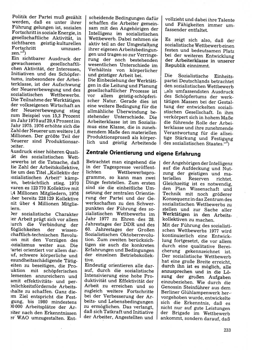 Neuer Weg (NW), Organ des Zentralkomitees (ZK) der SED (Sozialistische Einheitspartei Deutschlands) für Fragen des Parteilebens, 32. Jahrgang [Deutsche Demokratische Republik (DDR)] 1977, Seite 233 (NW ZK SED DDR 1977, S. 233)