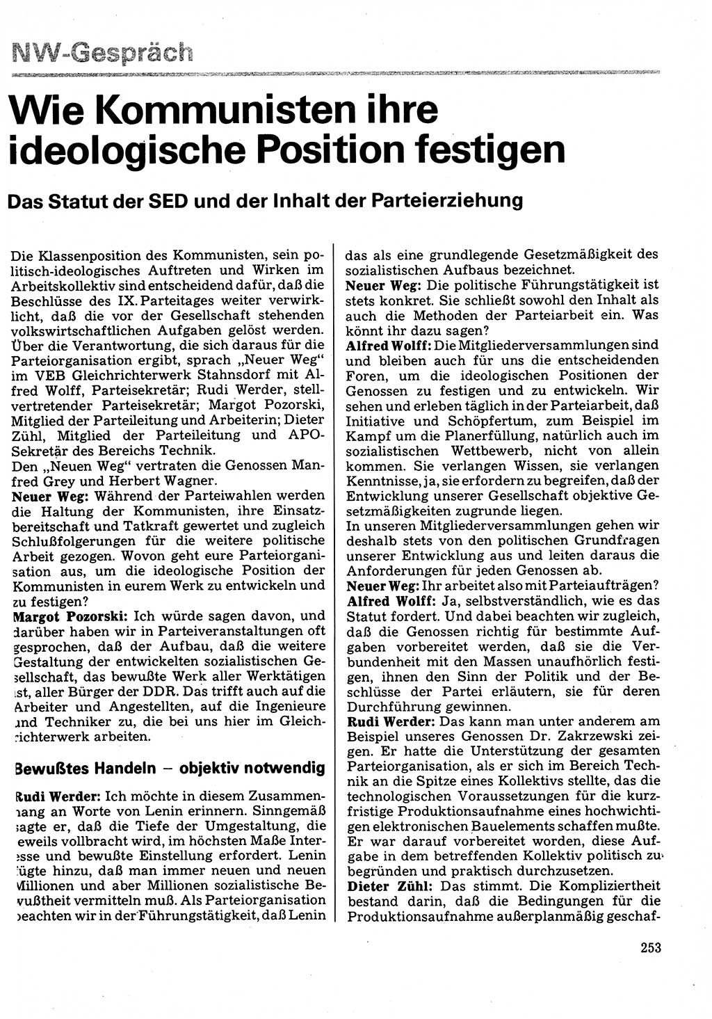 Neuer Weg (NW), Organ des Zentralkomitees (ZK) der SED (Sozialistische Einheitspartei Deutschlands) für Fragen des Parteilebens, 32. Jahrgang [Deutsche Demokratische Republik (DDR)] 1977, Seite 253 (NW ZK SED DDR 1977, S. 253)