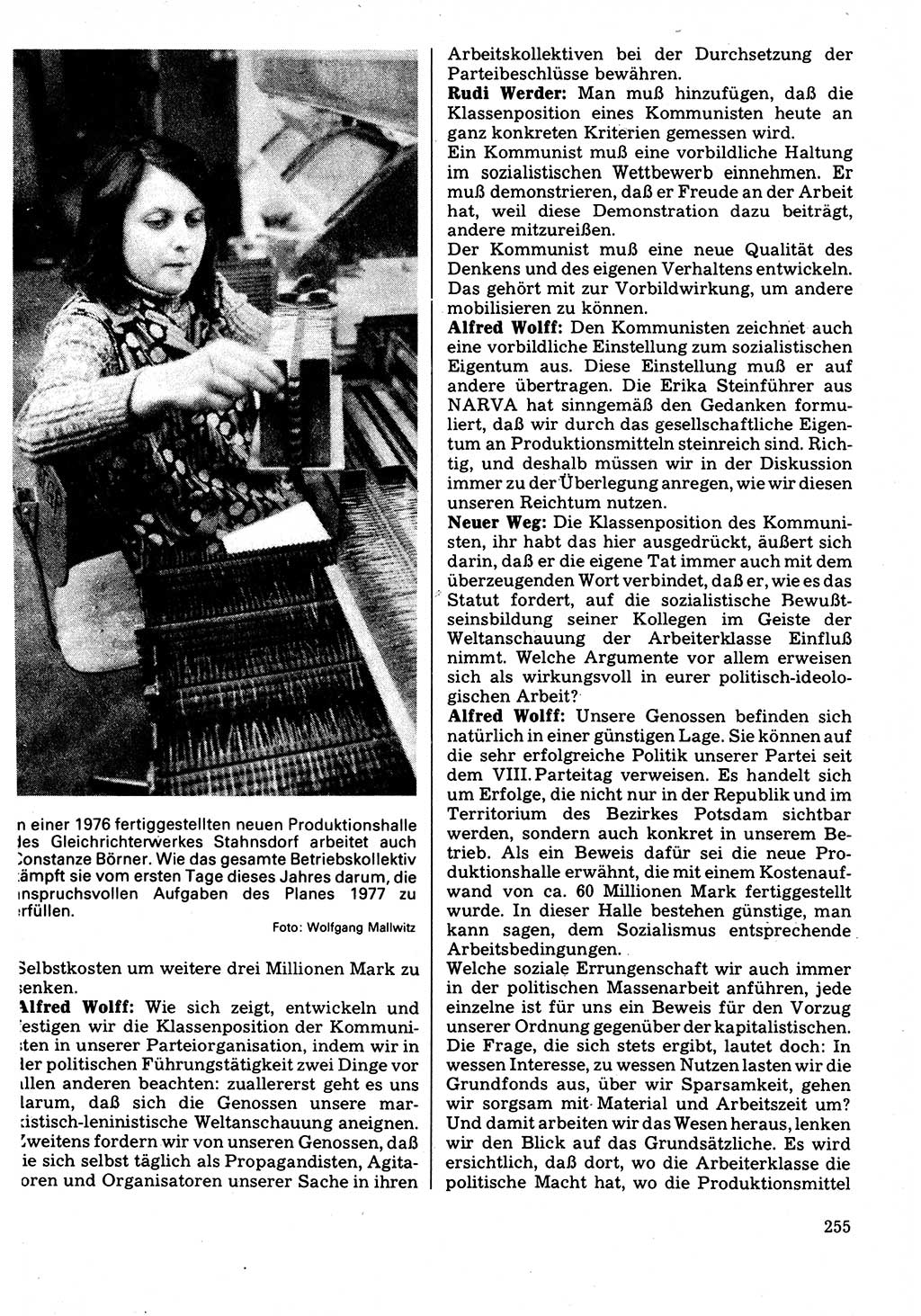 Neuer Weg (NW), Organ des Zentralkomitees (ZK) der SED (Sozialistische Einheitspartei Deutschlands) für Fragen des Parteilebens, 32. Jahrgang [Deutsche Demokratische Republik (DDR)] 1977, Seite 255 (NW ZK SED DDR 1977, S. 255)
