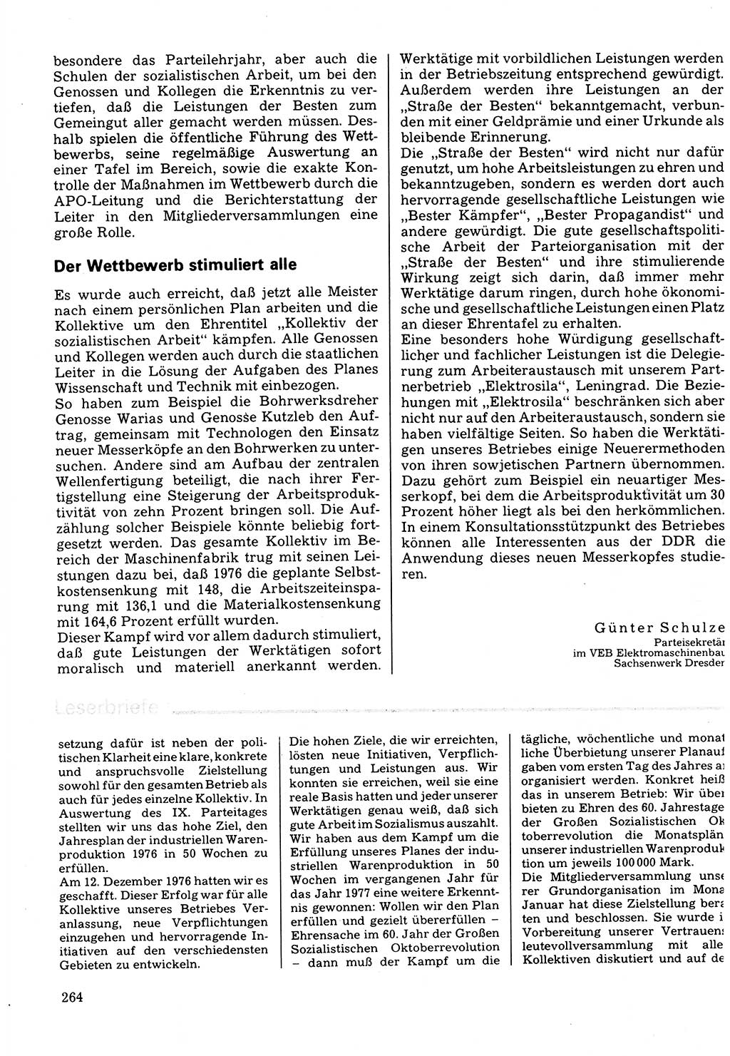 Neuer Weg (NW), Organ des Zentralkomitees (ZK) der SED (Sozialistische Einheitspartei Deutschlands) für Fragen des Parteilebens, 32. Jahrgang [Deutsche Demokratische Republik (DDR)] 1977, Seite 264 (NW ZK SED DDR 1977, S. 264)