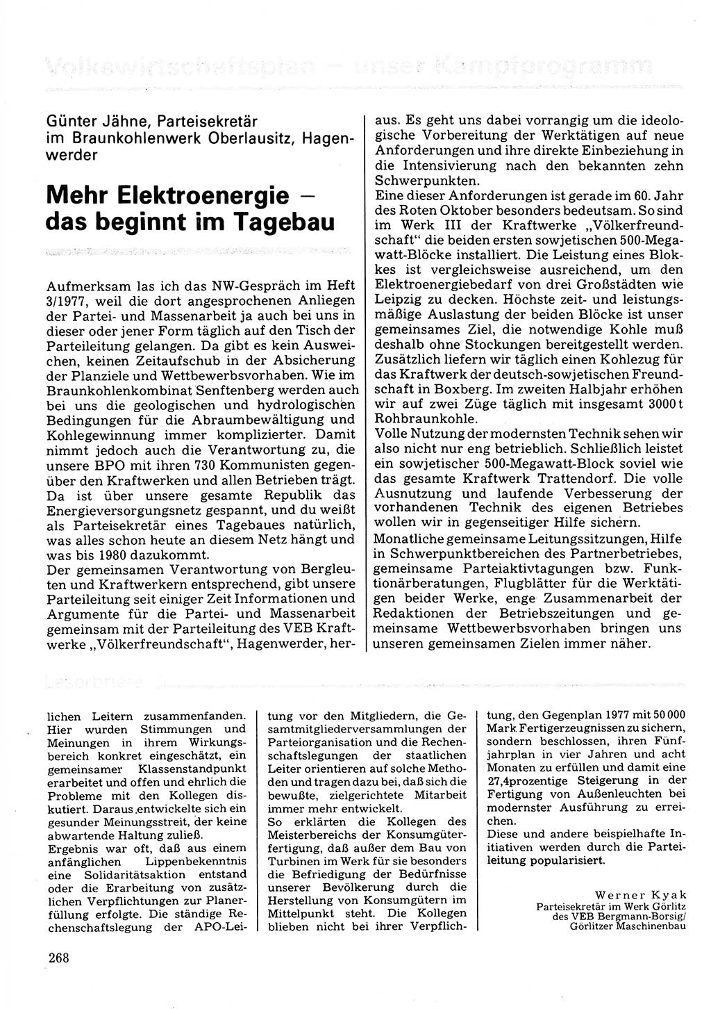 Neuer Weg (NW), Organ des Zentralkomitees (ZK) der SED (Sozialistische Einheitspartei Deutschlands) für Fragen des Parteilebens, 32. Jahrgang [Deutsche Demokratische Republik (DDR)] 1977, Seite 268 (NW ZK SED DDR 1977, S. 268)