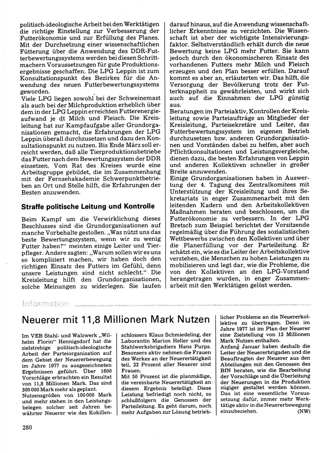 Neuer Weg (NW), Organ des Zentralkomitees (ZK) der SED (Sozialistische Einheitspartei Deutschlands) für Fragen des Parteilebens, 32. Jahrgang [Deutsche Demokratische Republik (DDR)] 1977, Seite 280 (NW ZK SED DDR 1977, S. 280)