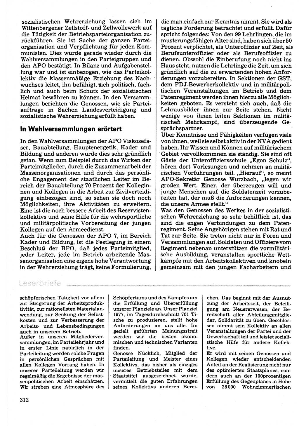 Neuer Weg (NW), Organ des Zentralkomitees (ZK) der SED (Sozialistische Einheitspartei Deutschlands) für Fragen des Parteilebens, 32. Jahrgang [Deutsche Demokratische Republik (DDR)] 1977, Seite 312 (NW ZK SED DDR 1977, S. 312)