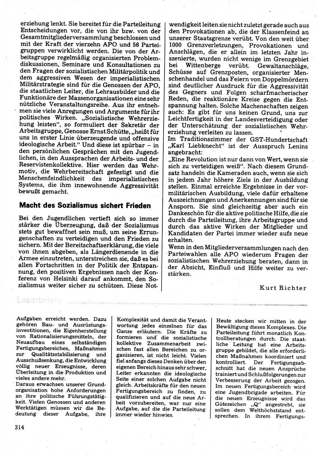 Neuer Weg (NW), Organ des Zentralkomitees (ZK) der SED (Sozialistische Einheitspartei Deutschlands) für Fragen des Parteilebens, 32. Jahrgang [Deutsche Demokratische Republik (DDR)] 1977, Seite 314 (NW ZK SED DDR 1977, S. 314)