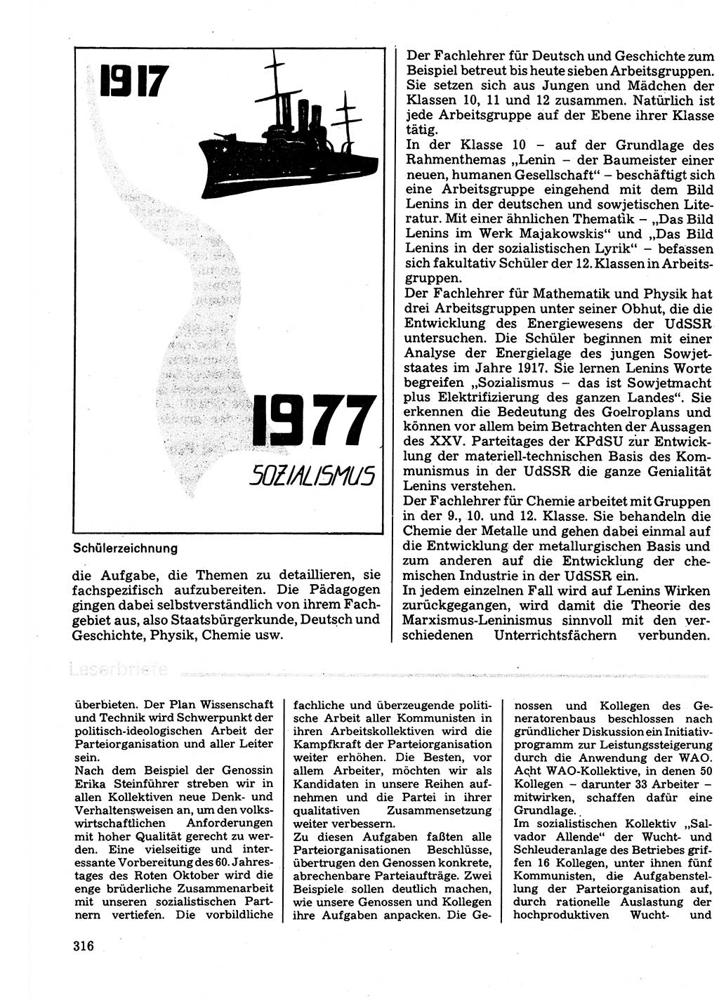 Neuer Weg (NW), Organ des Zentralkomitees (ZK) der SED (Sozialistische Einheitspartei Deutschlands) für Fragen des Parteilebens, 32. Jahrgang [Deutsche Demokratische Republik (DDR)] 1977, Seite 316 (NW ZK SED DDR 1977, S. 316)