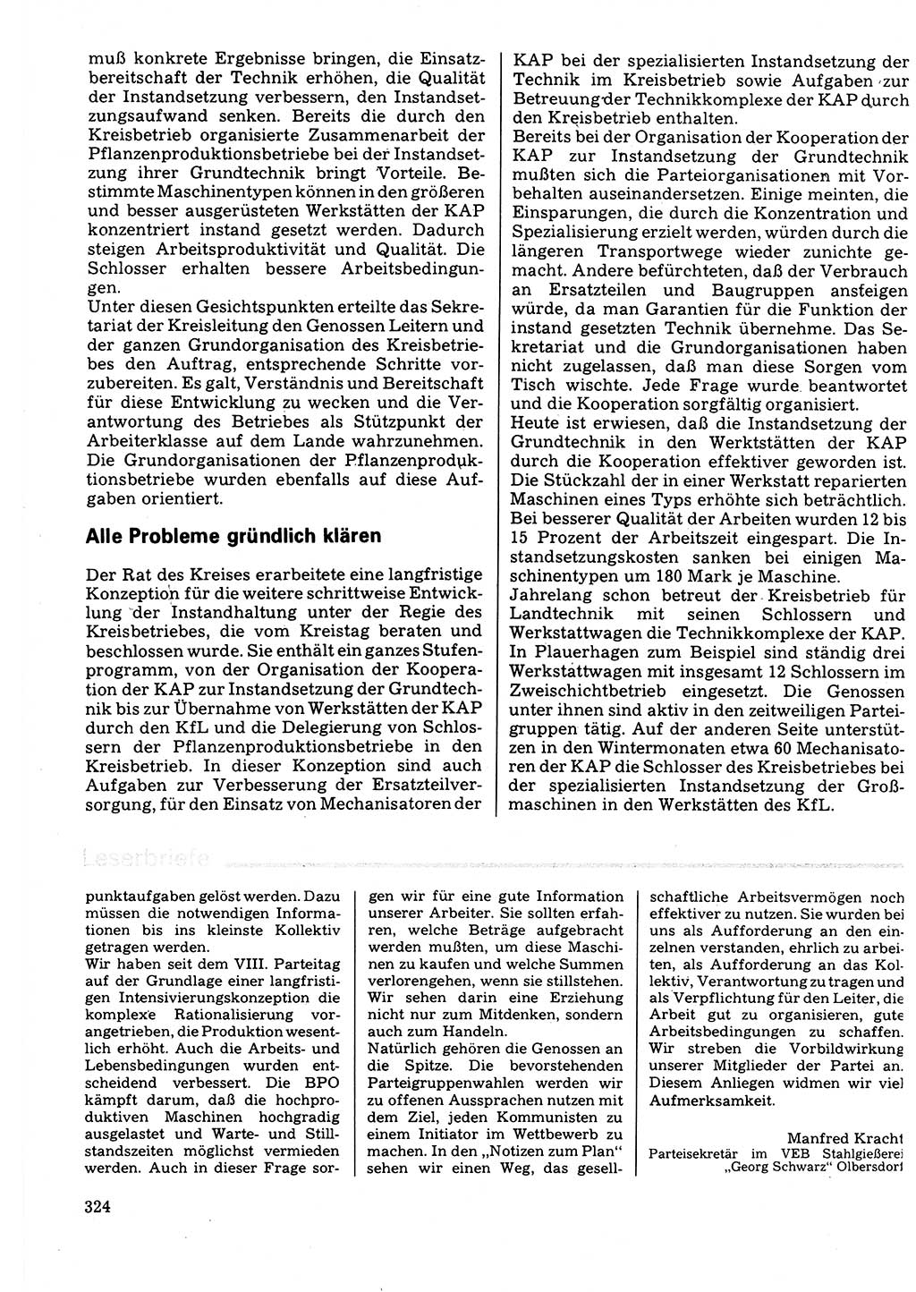 Neuer Weg (NW), Organ des Zentralkomitees (ZK) der SED (Sozialistische Einheitspartei Deutschlands) für Fragen des Parteilebens, 32. Jahrgang [Deutsche Demokratische Republik (DDR)] 1977, Seite 324 (NW ZK SED DDR 1977, S. 324)