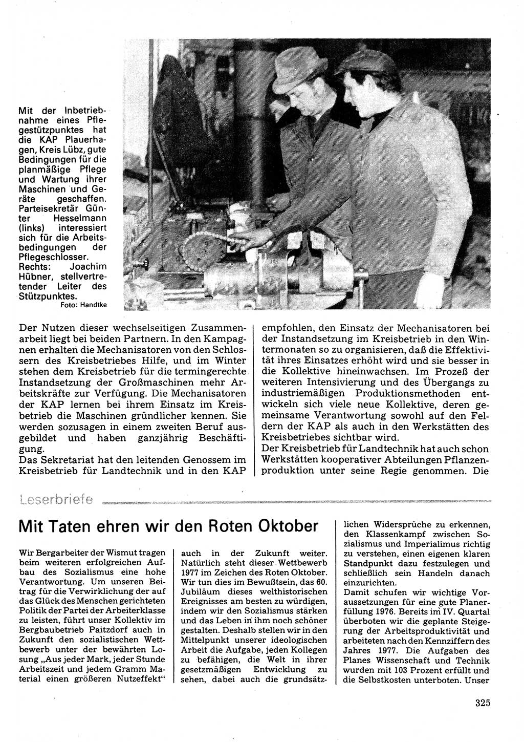 Neuer Weg (NW), Organ des Zentralkomitees (ZK) der SED (Sozialistische Einheitspartei Deutschlands) für Fragen des Parteilebens, 32. Jahrgang [Deutsche Demokratische Republik (DDR)] 1977, Seite 325 (NW ZK SED DDR 1977, S. 325)